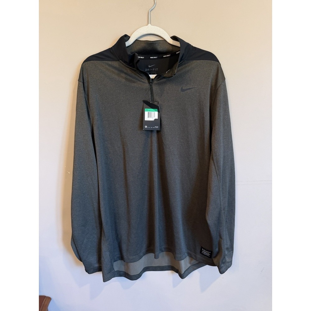 NEW Nike Golf 1/4 Zip Men Sz XL Gray Dri-Fit  Performance Sweatshirt Long Sleeve